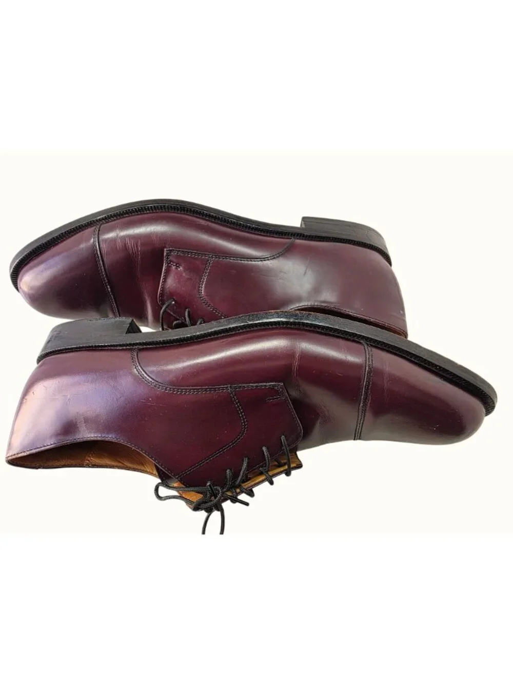Cole Haan Mens Dress Shoes 12D Burgundy Leather Oxford Vintage Made in India